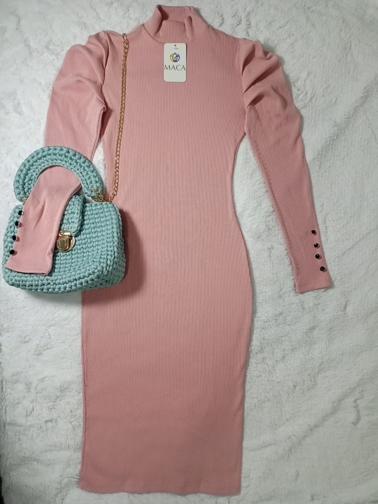 VESTIDO RIB PALO DE ROSA
