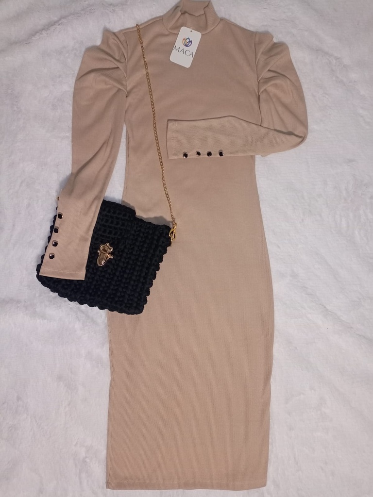 VESTIDO RIB BEIGE O TIERRA