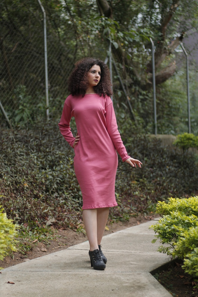 VESTIDO RIB TALEGO ROSA OSCURO